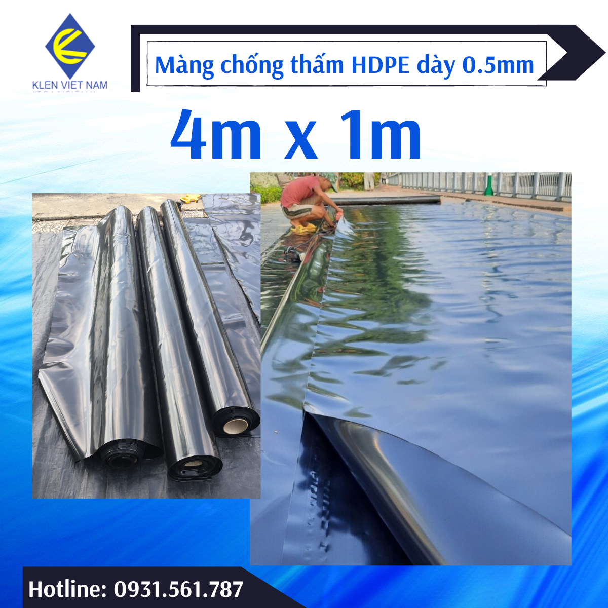 Bạt lót ao hồ chất liệu hdpe loại tốt dày 0.5mm khổ 4mx1m