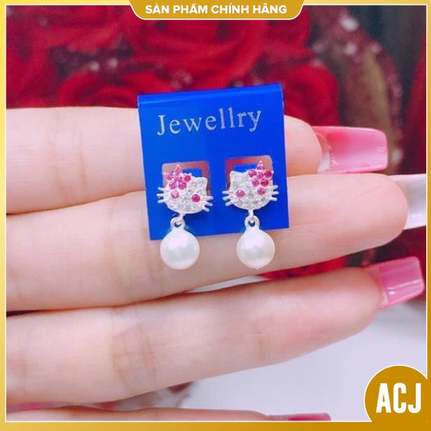 Bông tai kitty gắn trai cho bé gái mẫu mã đẹp-ACJ gian hàng chính hãng cam kết Bạc chuẩn Chất lượng không lo đen xỉn