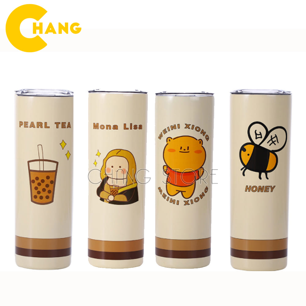 Bình giữ nhiệt inox an toàn dung tích 650ml, ly giữ nhiệt chống va đập họa tiết con ong siêu hot + Tặng kèm ống hút