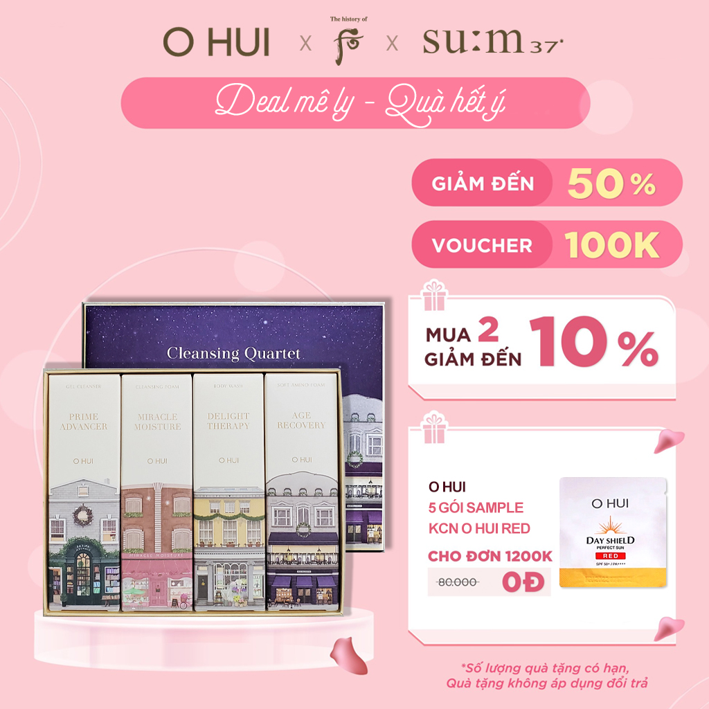 Sữa rửa mặt và sữa tắm Ohui Cleansing Quarter dưỡng ẩm, chống lão hóa da, dưỡng ẩm