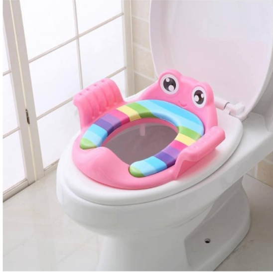 Bệt lót bồn cầu có tay vịn hình chú ếch, thu nhỏ bồn cầu cho bé ngồi vệ sinh