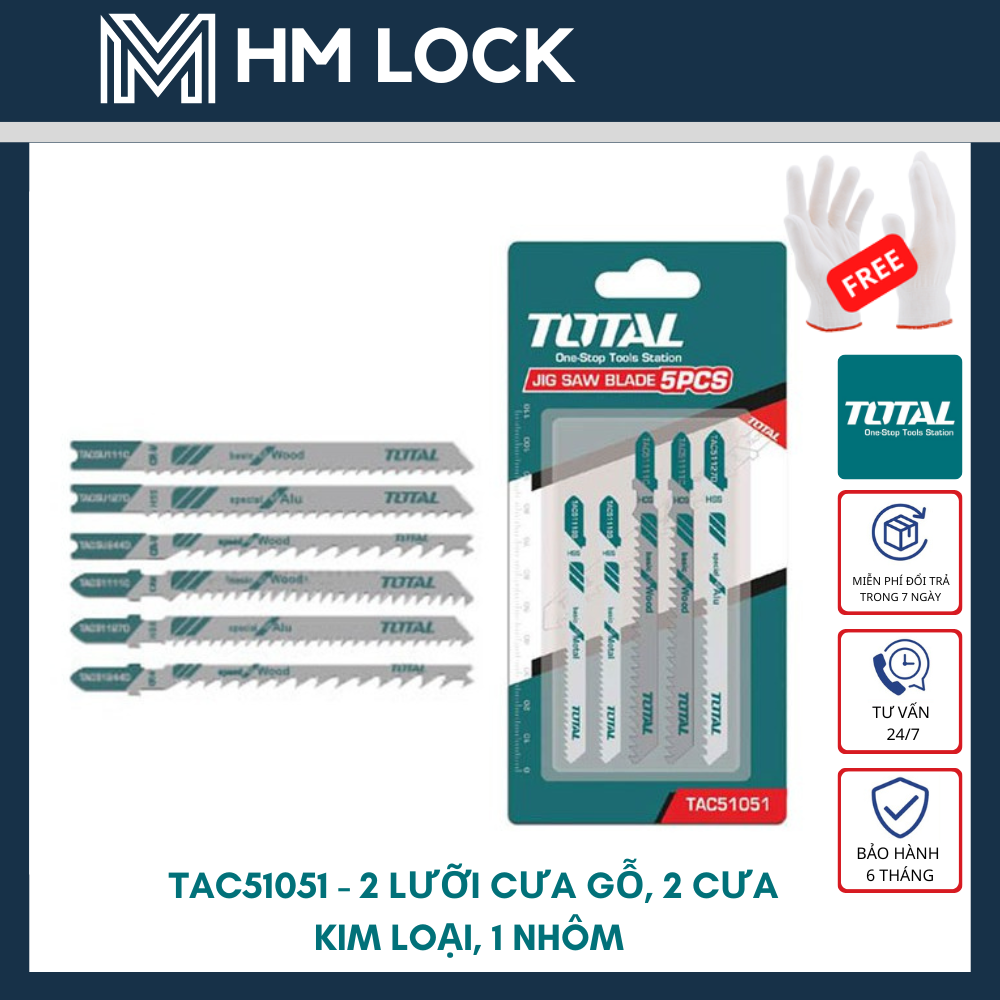 Bộ 5 lưỡi cưa lọng chi tiết total - hàng chính hãng - tac51051 - hm lock