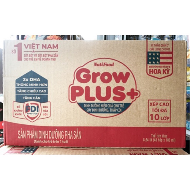 Sữa bột pha sẵn Nutifood Grow Plus đỏ 180ml (1 thùng 48 hộp), sản phẩm tốt, chất lượng cao, cam kết như hình, độ bền cao, xin vui lòng inbox shop để được tư vấn thêm về thông tin