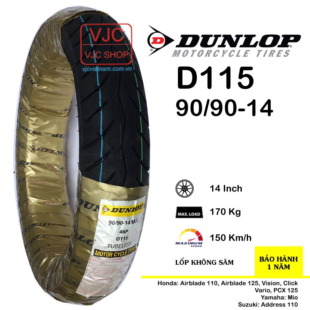 Dunlop motorcycle tires D115 90 90-14 46P Tubeless
