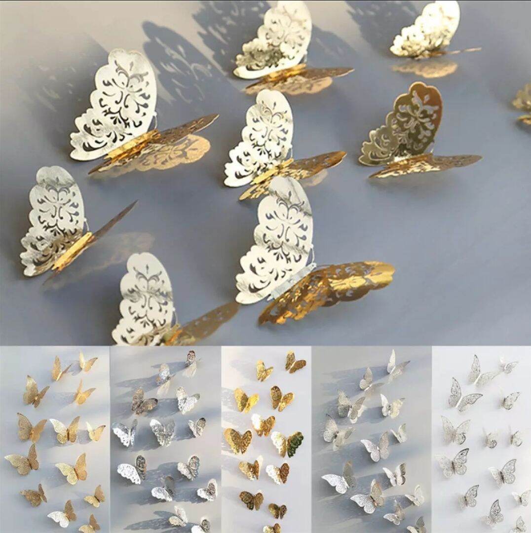 Set 12 bướm dán tường trang trí 3d.