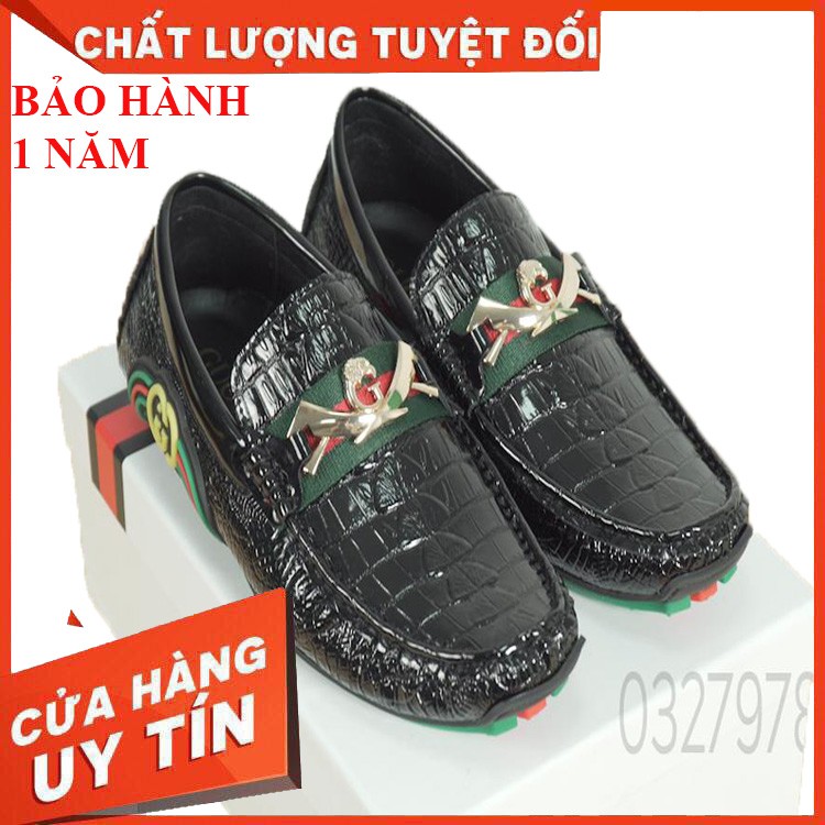 GIÀY DA NAM GUCCI - GIÀY DA LƯỜI PHONG CÁCH 100% Sang Trọng - Lịch Lãm - Thời Trang - Dells Store