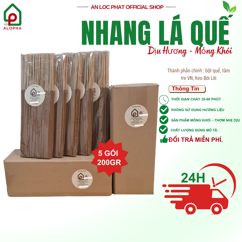 [Hộp 5 Gói 200gr] Nhang Quế Lá - An Lộc Phát