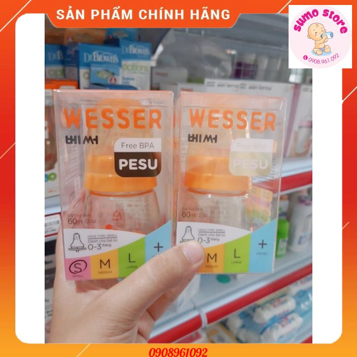 Bình Sữa Wesser Cổ Hẹp Nhựa PPSU Bình Sữa Cho Bé Dung Tích 60ml/140ml/250ml Phiên Bản Cao Cấp cam kết sản phẩm đúng mô tả chất lượng đảm bảo