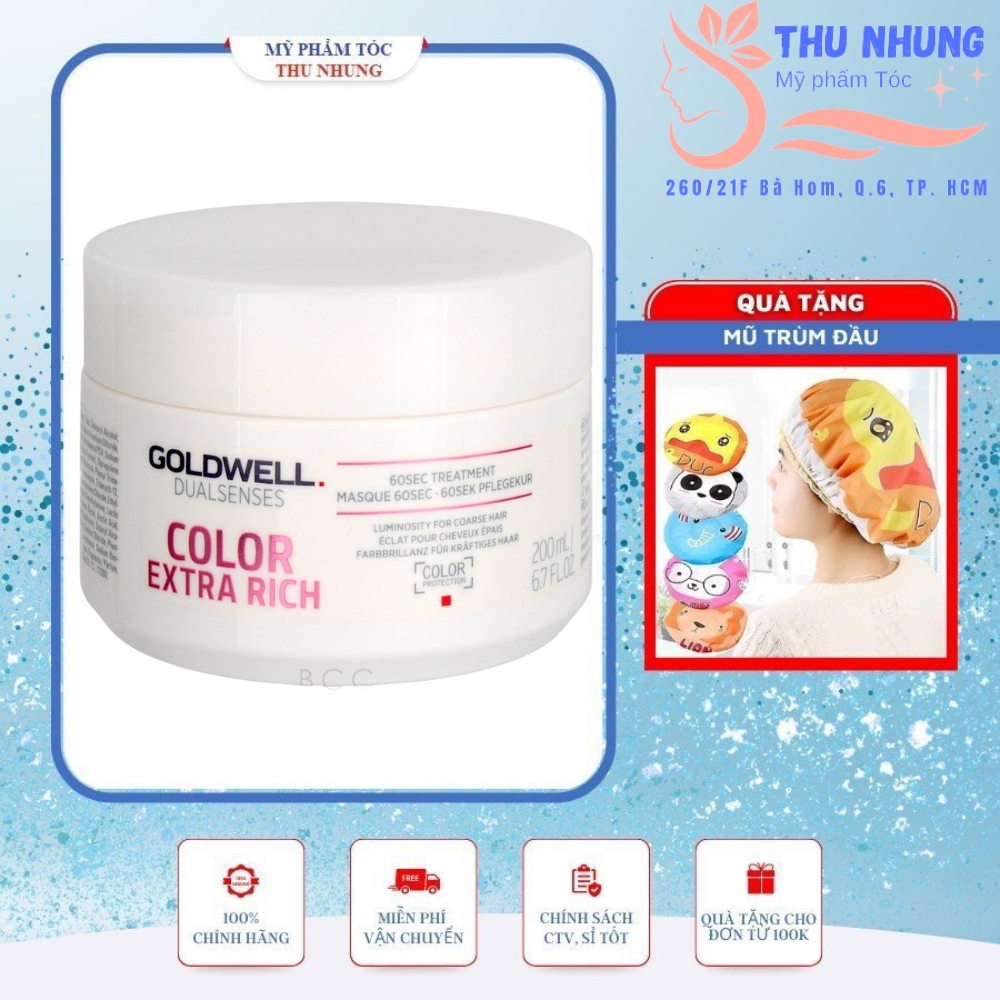 [+Tặng mũ trùm][HCM]Mặt nạ Goldwell Dual Senses Color Brilliance Extra Rich giữ màu tóc nhuộm 200ml