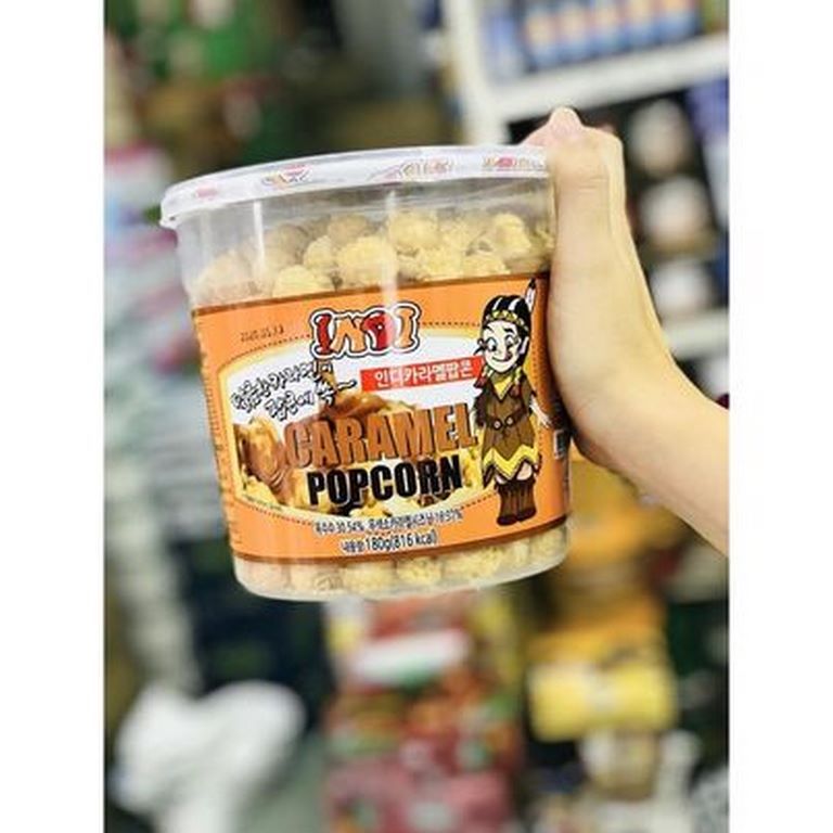 Bắp rang bơ xô indi popcorn hàn quốc caramel 180g - siêu phẩm