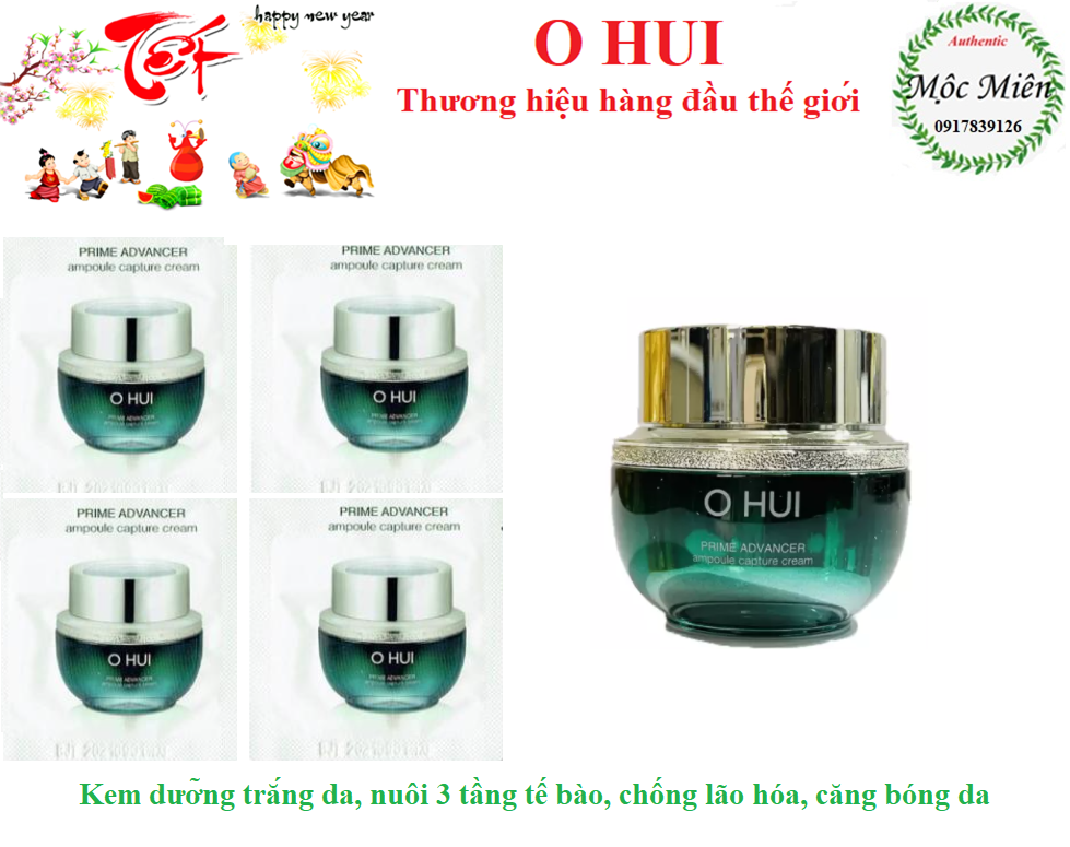 ◎ Combo gói kem Ohui dưỡng trắng căng bóng và chống lão hoá Ohui Prime Advancer Ampoule Capture Cream 1ml x10