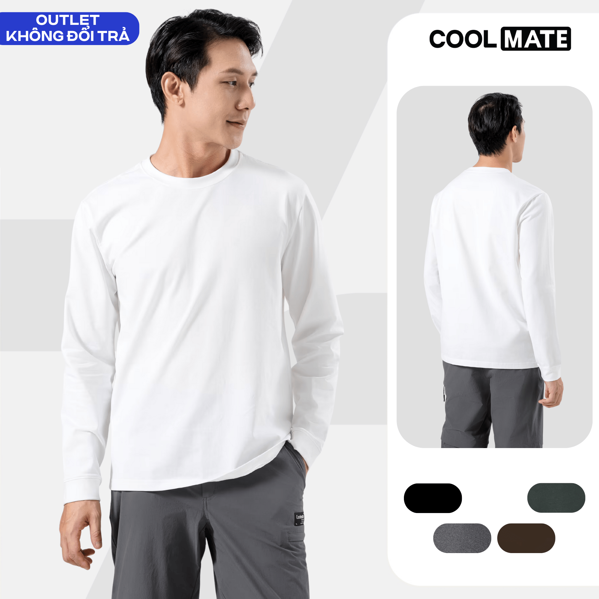 Áo thun nam dài tay Cotton Compact Premium chống nhăn Coolmate