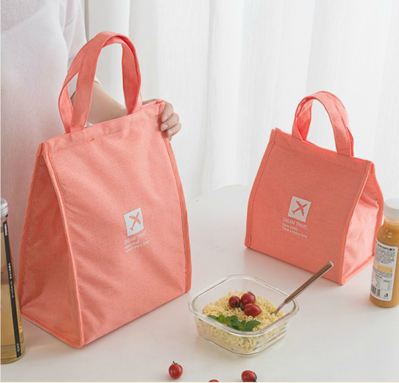 Túi giữ nhiệt đem cơm văn phòng cao cấp CREAM TRAVEL vải canvas có ngăn đựng muỗng đũa bên trong giữ nhiệt đến 6 tiếng