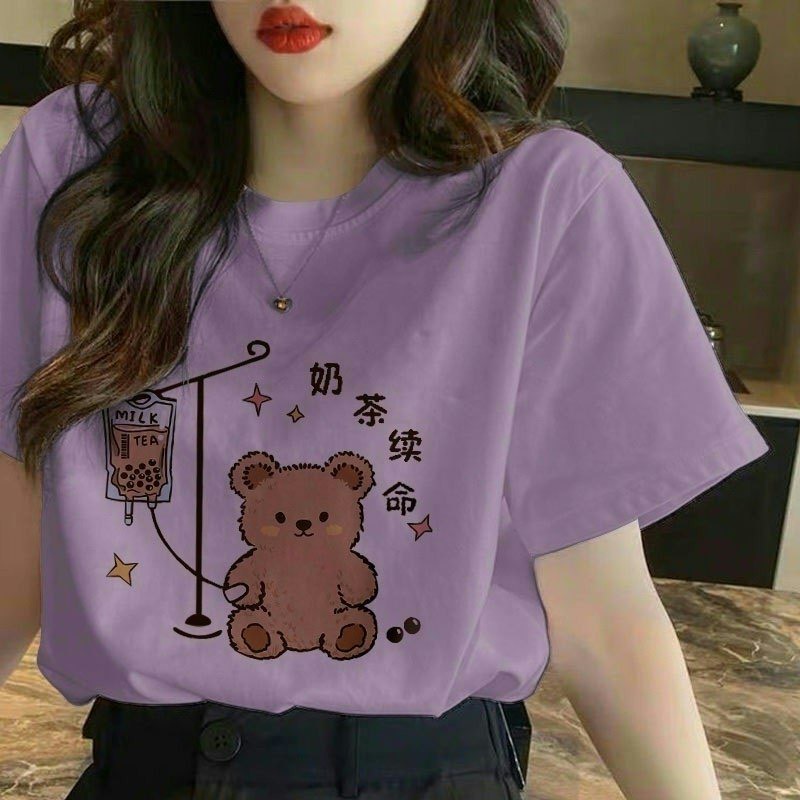 Áo phông thun nữ in hình gấu