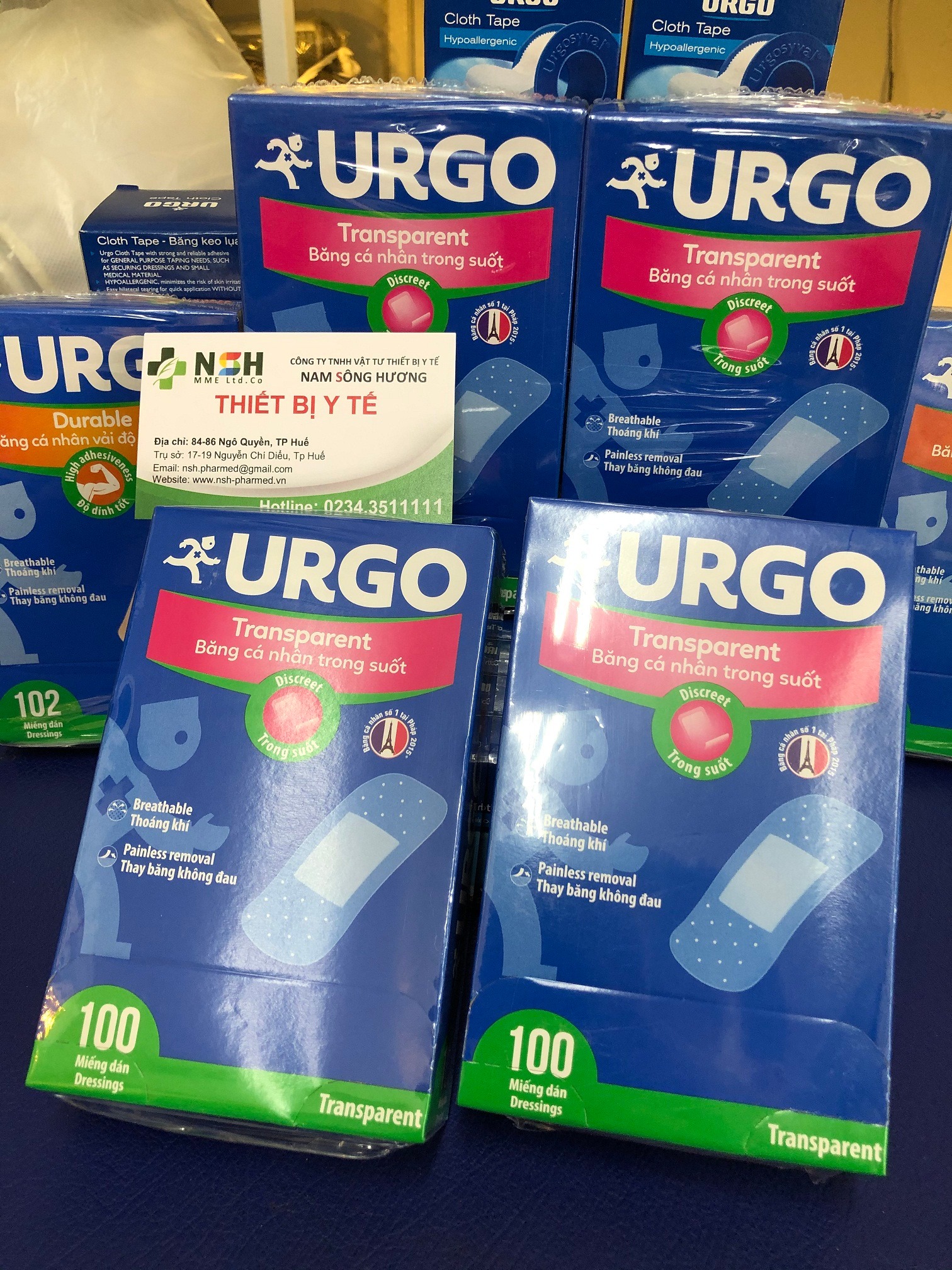 [Hàng hãng] Hộp 100 miếng Băng keo băng dán cá nhân băng dán bảo vệ vết thương trong suốt URGO TRANSPARENT ĐỘ DÍNH CAOof