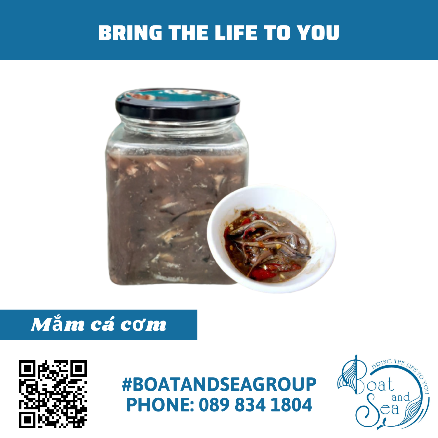 Mắm nêm cá Cơm nguyên con Phú Yên - Hộp thủy tinh 500g