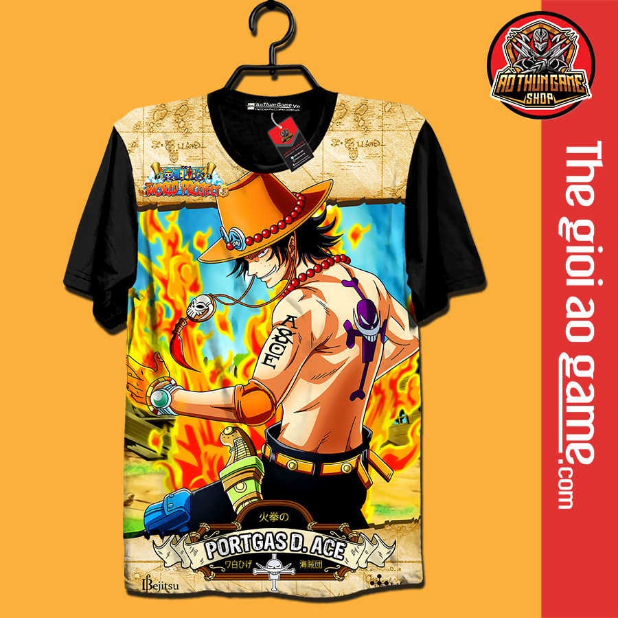 Áo One Piece ACE 3D Đen, Áo Thun Hỏa Quyền ACE Đen A01 Phông Unisex Nam Nữ Tay Ngắn Forn Rộng Vải Mềm Mại Mặc Thoáng Mát - Mã SP: ACE A01
