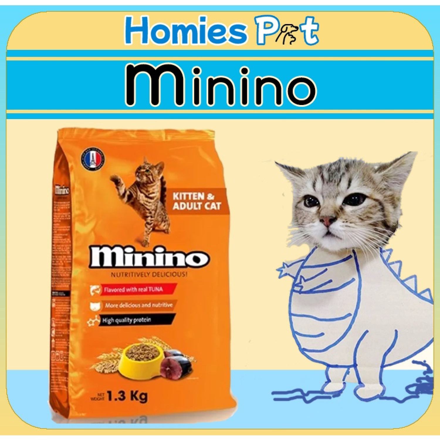 Hạt Minino 1.3kg, thức ăn cho mèo - Homies Pet