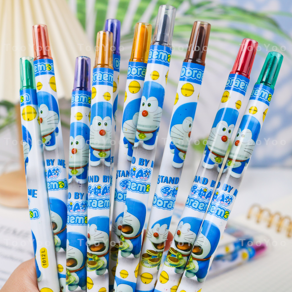 Bút sáp màu Doraemon 12 cây nắp vặn dễ thương cute TooYoo BK00240
