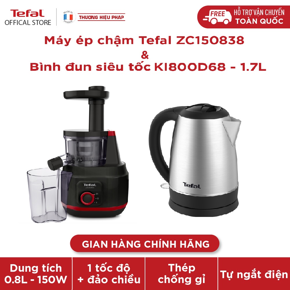 Bộ đôi máy ép chậm trái cây zc150838 + bình đun siêu tốc ki800d68 1.7l- gian hàng chính hãng bảo hành 2 năm-bki8zc1