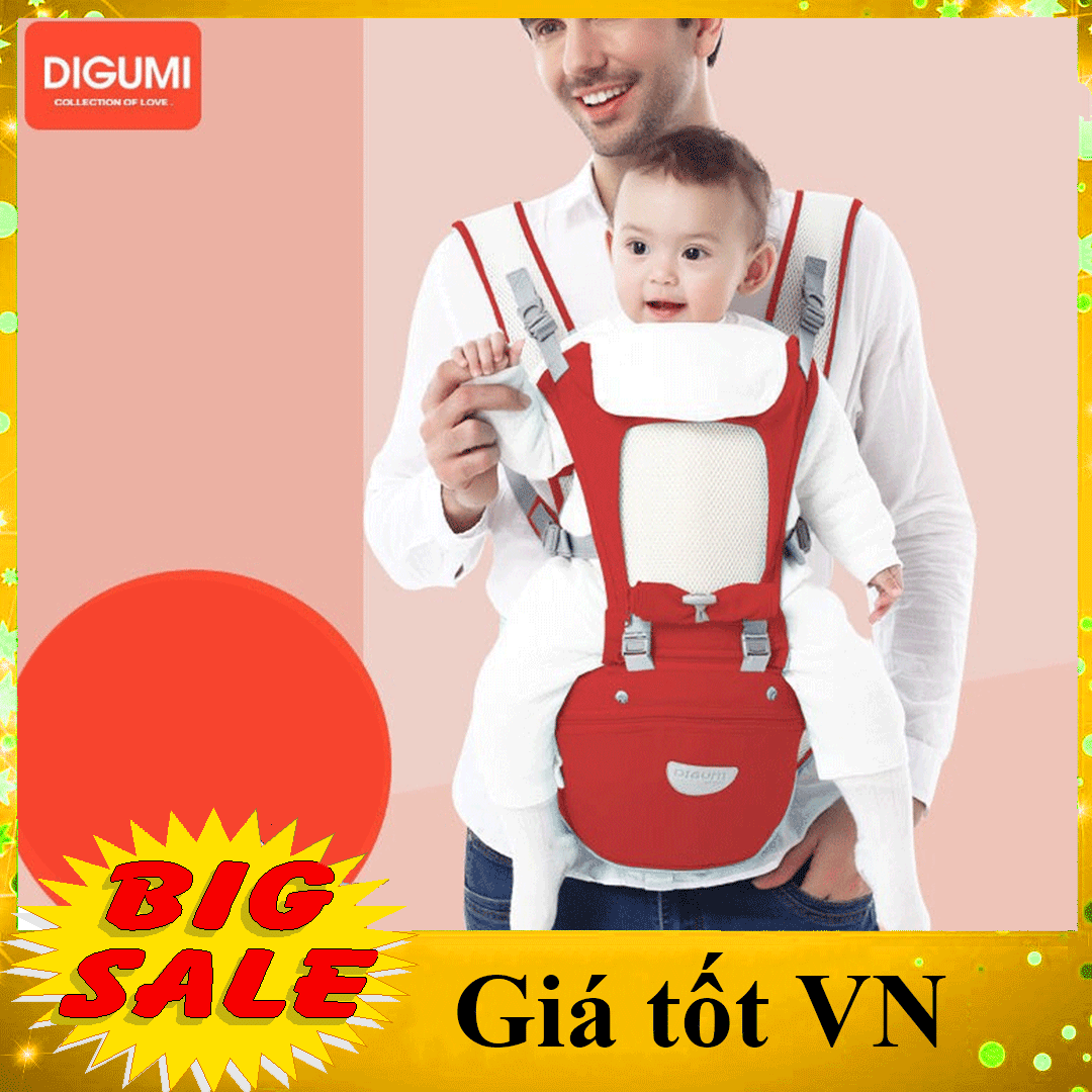 Địu em bé thoáng khí hãng DIGUMI có ngăn chứa đồ rộng rãi, siêu thoáng khí, cực chắc chắn, giặt không phai màu, điệu ngồi, địu 8 tư thế, địu cho bé, địu ngồi cho bé, địu