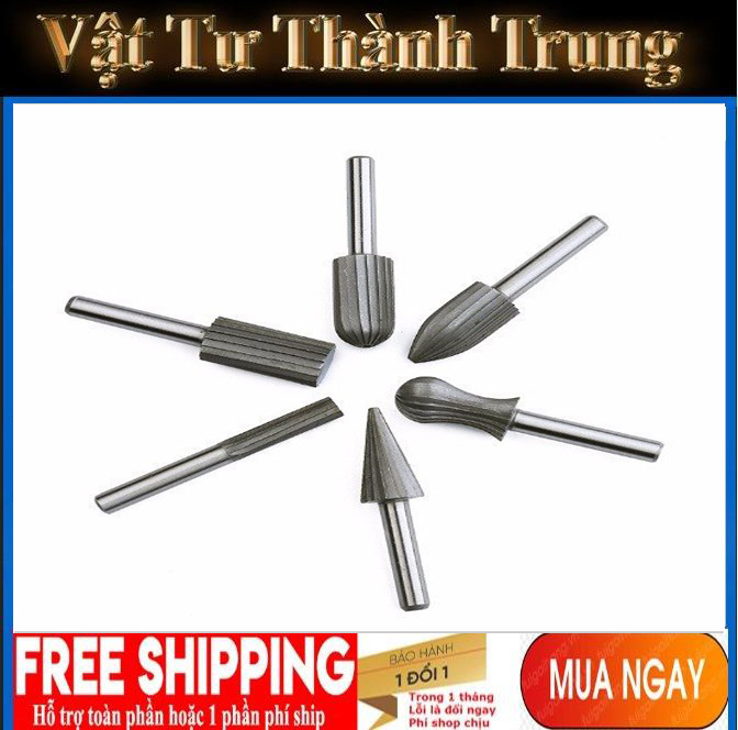 Bộ 6 đầu mài gỗ thép Carbon dùng Diy