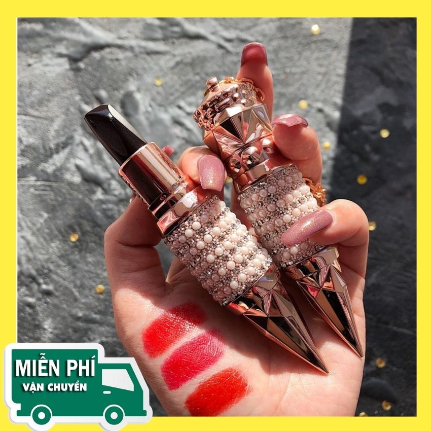 Son kem lỳ mềm mịn môi chống lem màu khi ăn uống, dưỡng ẩm môi Son môi 3 màu chính hãng son lì dưỡng ẩm lâu trôi son 3 màu son thỏi bền màu son nội địa Trung son môi màu đen dq8