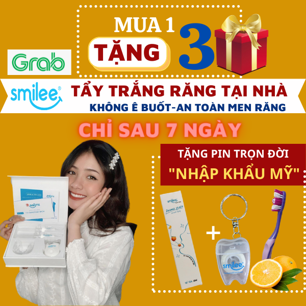 [HCM][Tặng xịt thơm miệng Smilee+2 quà+Freeship] Bộ Kit Tẩy Trắng Răng tại nhà Smilee-Răng trắng ngay sau 7 ngày-Không Ê Buốt-An toàn men răng-Nhập khẩu USA-ISO 22716 - 2007