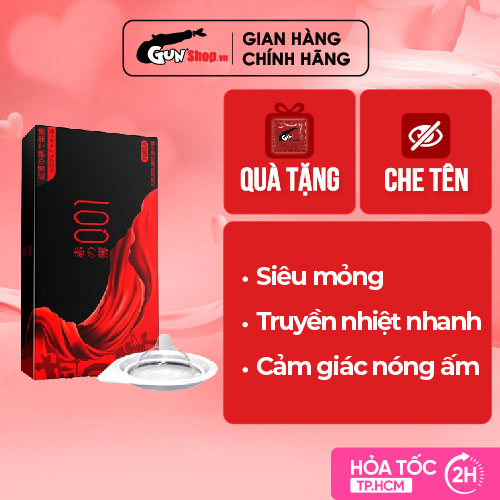 Bao cao su OLO 0.01 đỏ đen - Siêu mỏng, nóng ấm - Hộp 10 cái | GUNSHOP VIỆT NAM