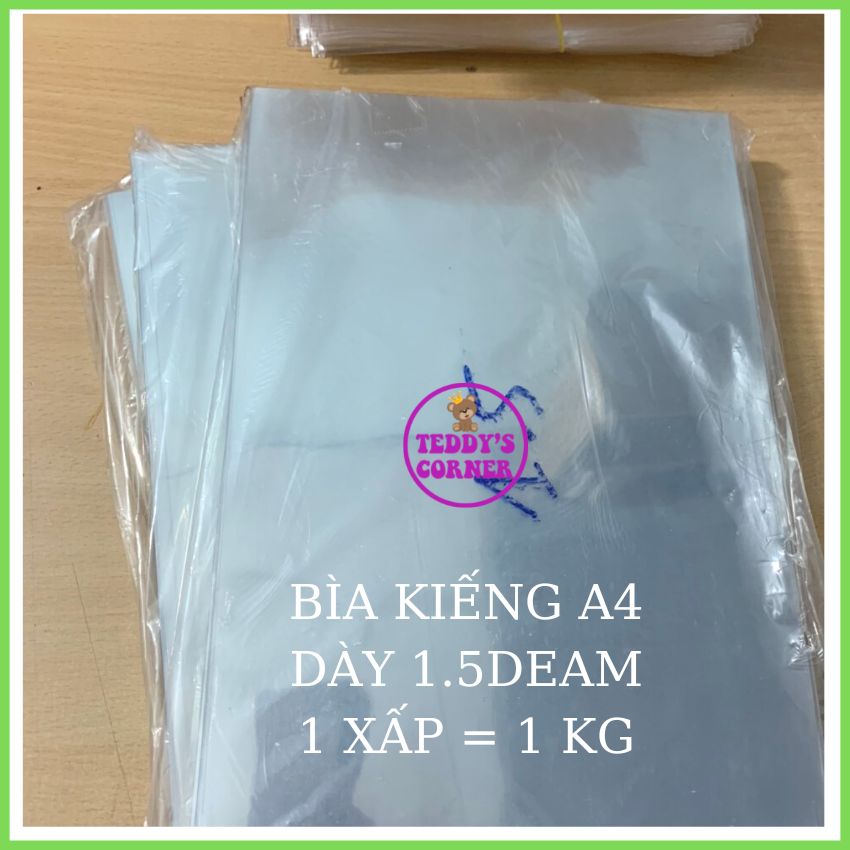 Bìa kiếng đóng sách, tập, kích thước a4, xấp 1kg, dày 1.5deam