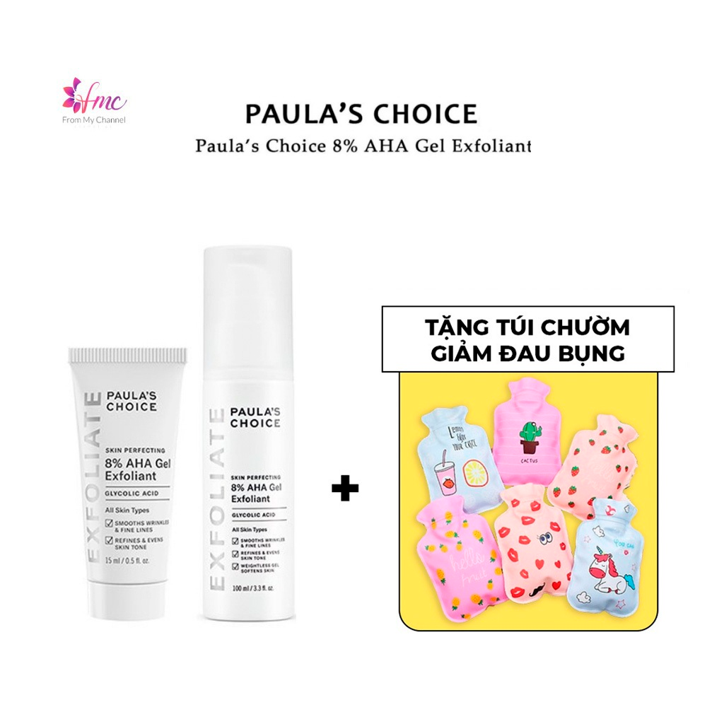 [MUA 1 TẶNG 1] Tẩy tế bào chết Paula’s Choice Skin Perfecting 8% AHA dành cho da dầu mụn 15ml/100ml + Tặng 1 túi chườm giảm đau bụng