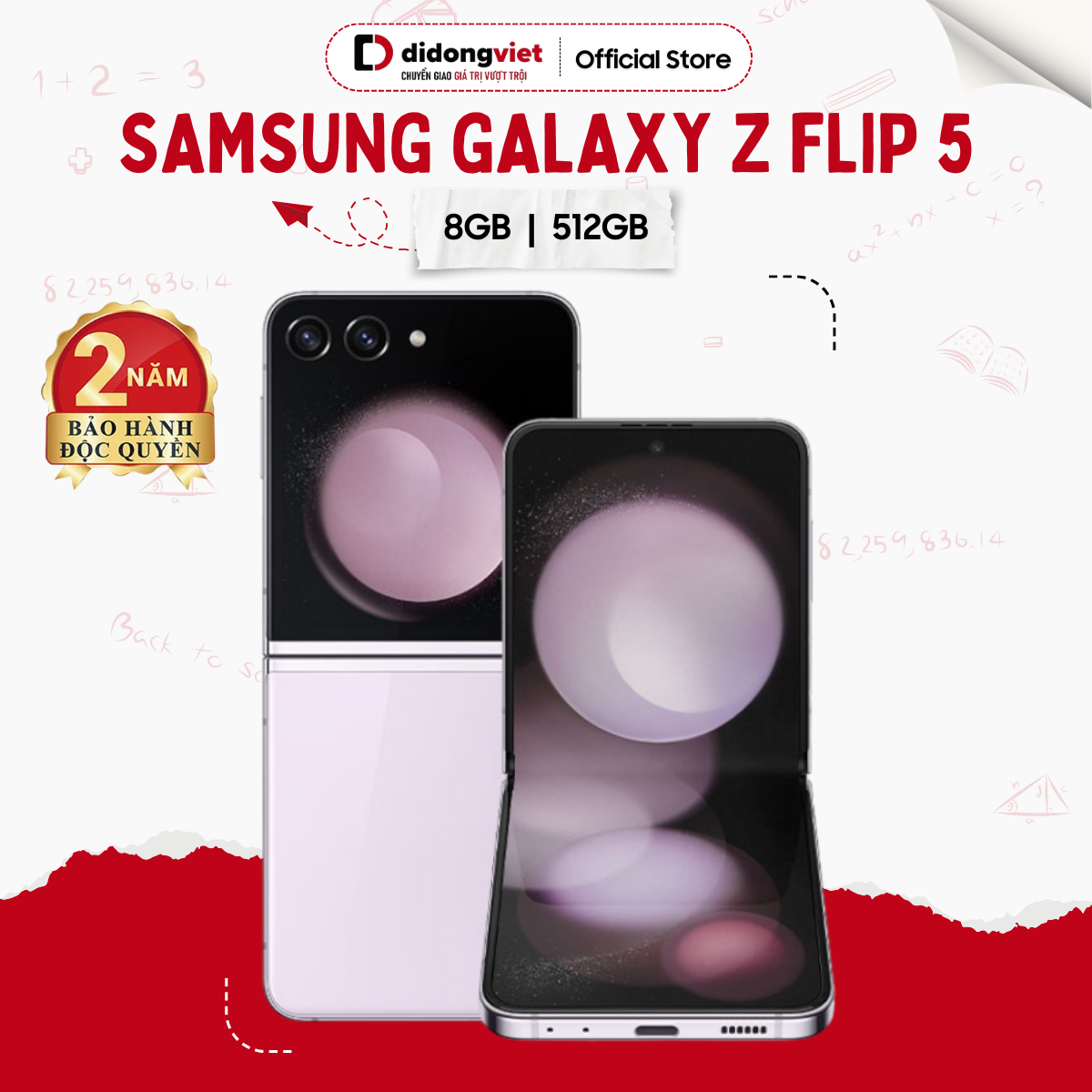 Điện thoại samsung galaxy z flip5 5g 8gb/512gb chính hãng - bảo hành độc quyền 2 năm di động việt