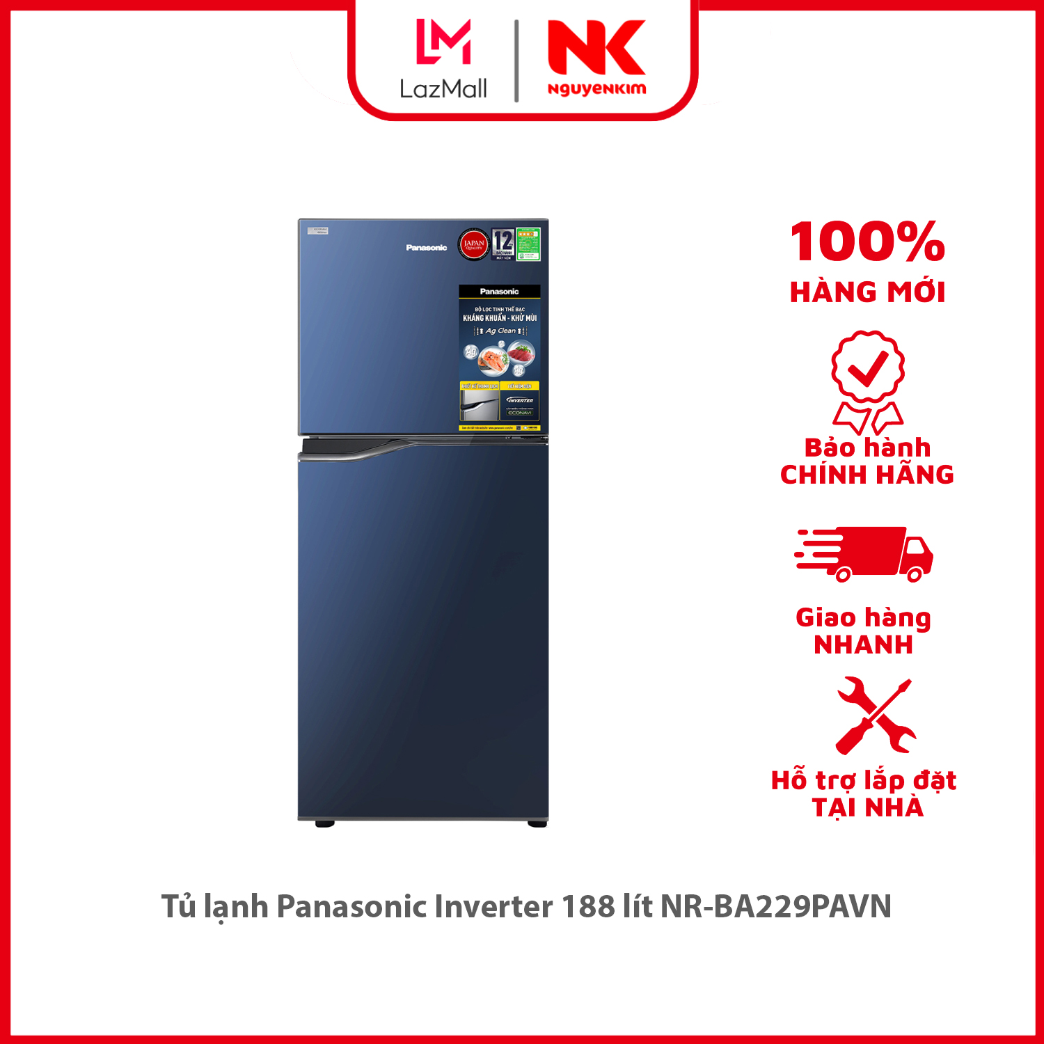 Tủ lạnh Panasonic Inverter 188 lít NR-BA229PAVN