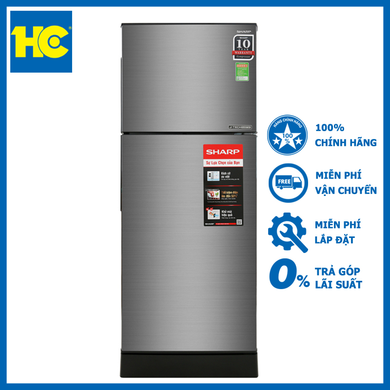 [Trả góp 0%]Tủ lạnh Sharp SJ-X201E-DS 196L (bạc) - Miễn phí vận chuyển & lắp đặt - Bảo hành chính hãng