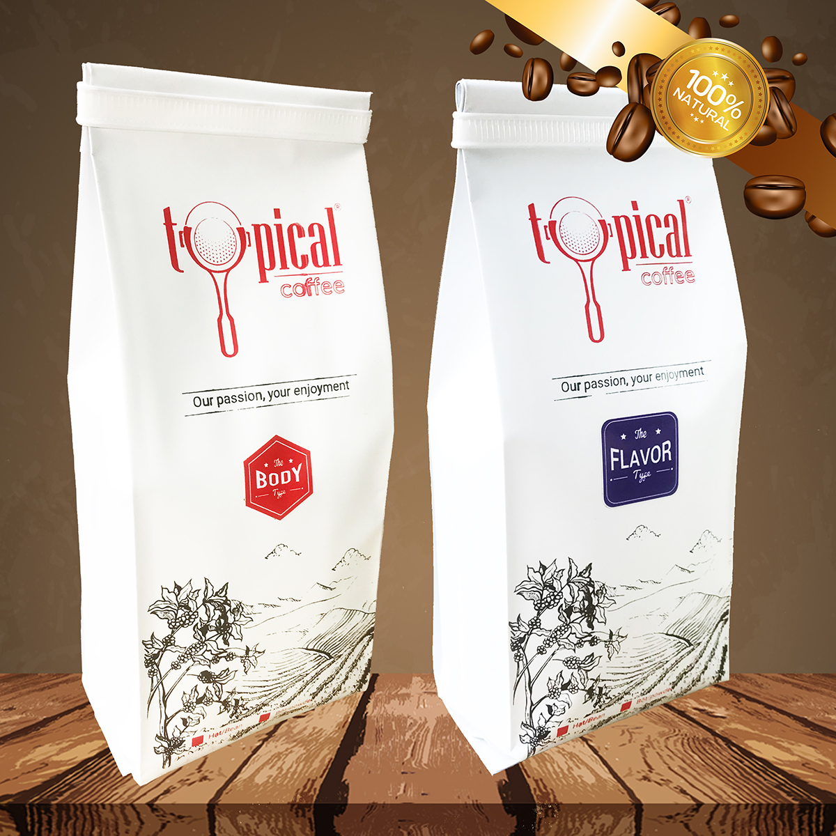 COMBO 2 gói 500g Cà phê hạt espresso rang mộc nguyên chất Typical Coffee Body + Flavor