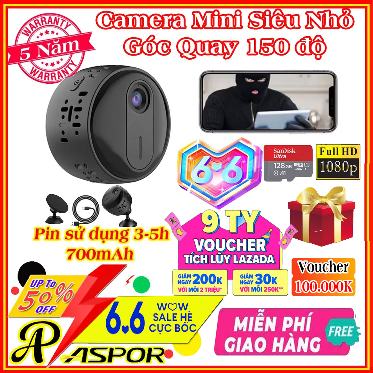 Camera wifi mini không dây 4K kết nối điện thoại cameramini V3 quan sát ban đêm thiết kế nhỏ gọn hình ảnh sắc nét Full HD 1080p góc quay siêu rộng 150 độ pin trâu 5 giờ sử dụng liên tục xem Trực Tiếp Từ Xa