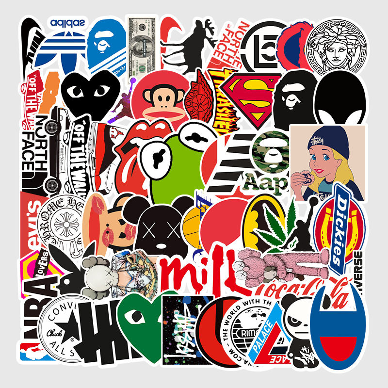 50 Miếng Dán Chống Nước Thời Trang Hoạt Hình, Miếng Dán Vinyl Cổ Điển Trượt Ván Trượt Tuyết Nhãn Dán Sổ Tay Graffiti