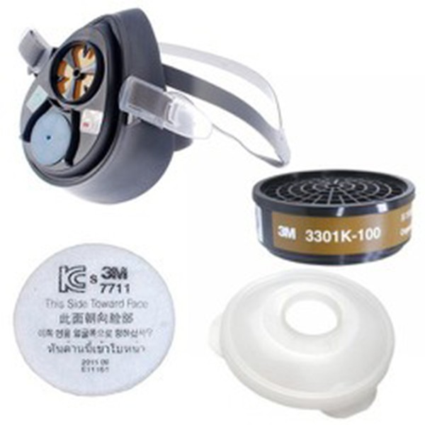 Bộ mặt nạ phòng độc 3M 3200  kèm phin lọc 3M 3301K-100 kèm tấm lọc bụi 7711 và đế đựng 774