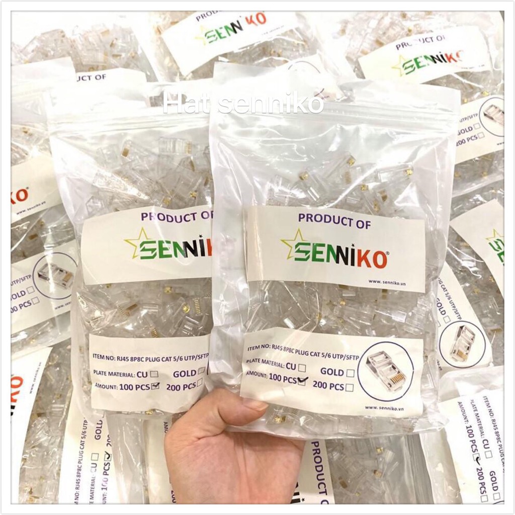 Combo 5 túi hạt bấm dây mạng Senniko túi 100 hạt cam kết hàng đúng mô tả chất lượng đảm bảo an toàn đến sức khỏe người sử dụng đa dạng mẫu mã màu sắc kích thước