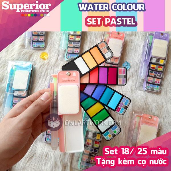 [HCM]Màu Nước Thẻ Quạt Dạng Nén Superior 18/25/33/42 - Tặng Kèm Cọ Nước