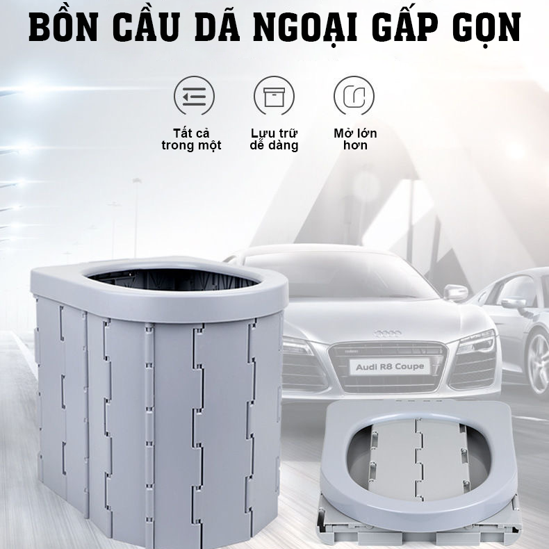 Bồn cầu dã ngoại cắm trại gấp gọn đi vệ sinh cỡ lớn, tiện dụng khi đi du lịch cắm trại, dã ngoại - DCP14