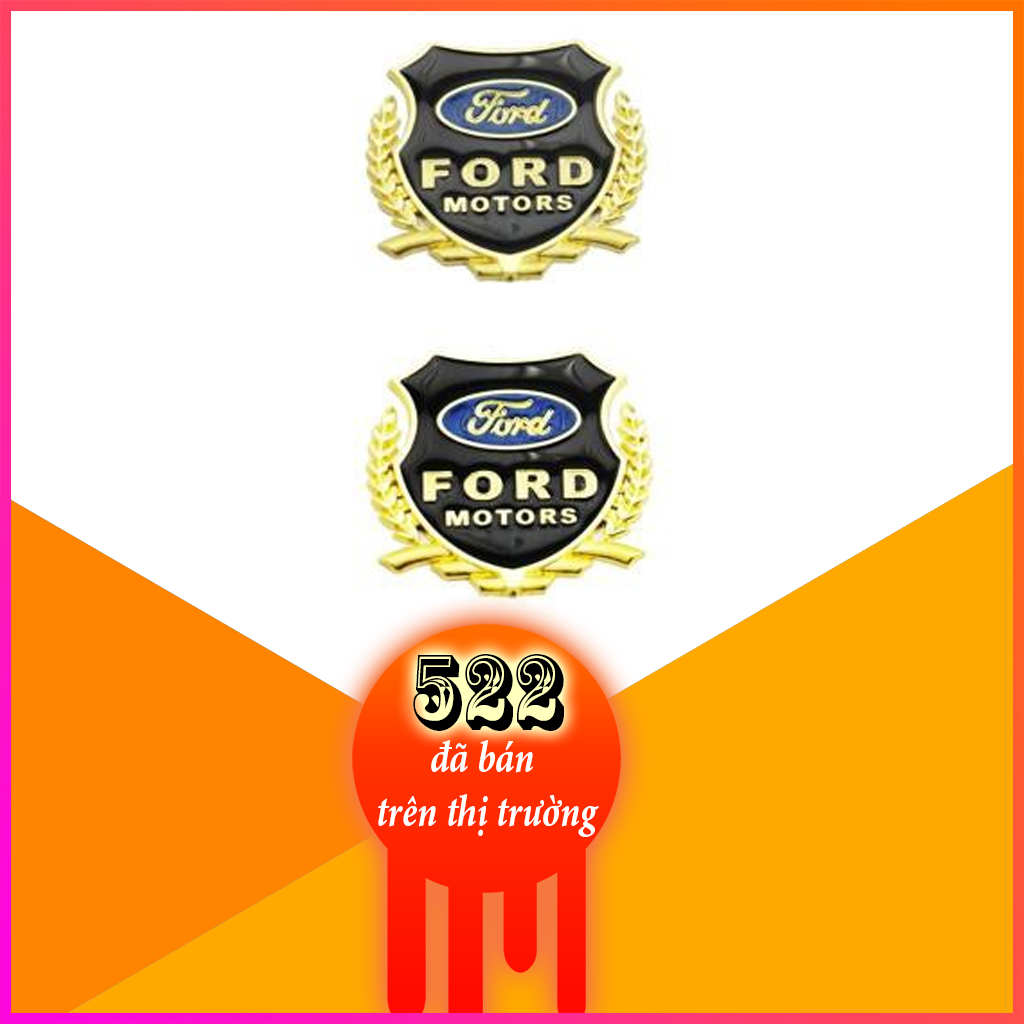 Bộ 2 biểu tượng logo nổi 3D bông lúa trang trí xe ô tô hãng FORD