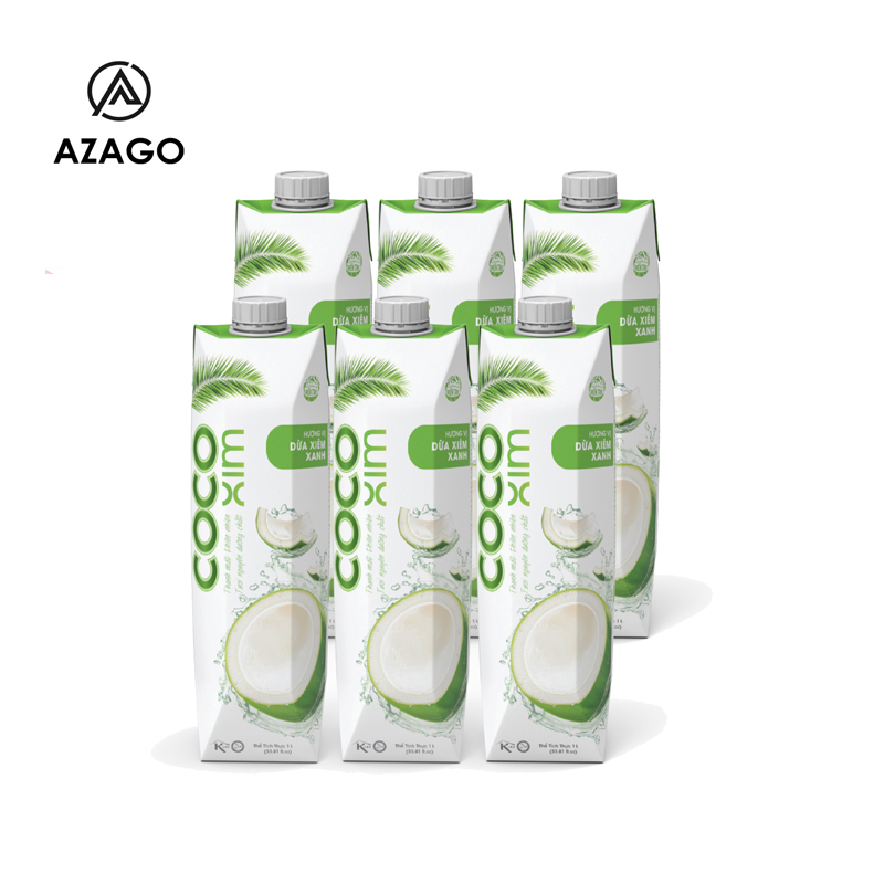 Combo 04/06 Box of Cocoxim Siem Xanh/Siem Sen Canned Coconut Water, Capacity 1000Ml/Box - Azago