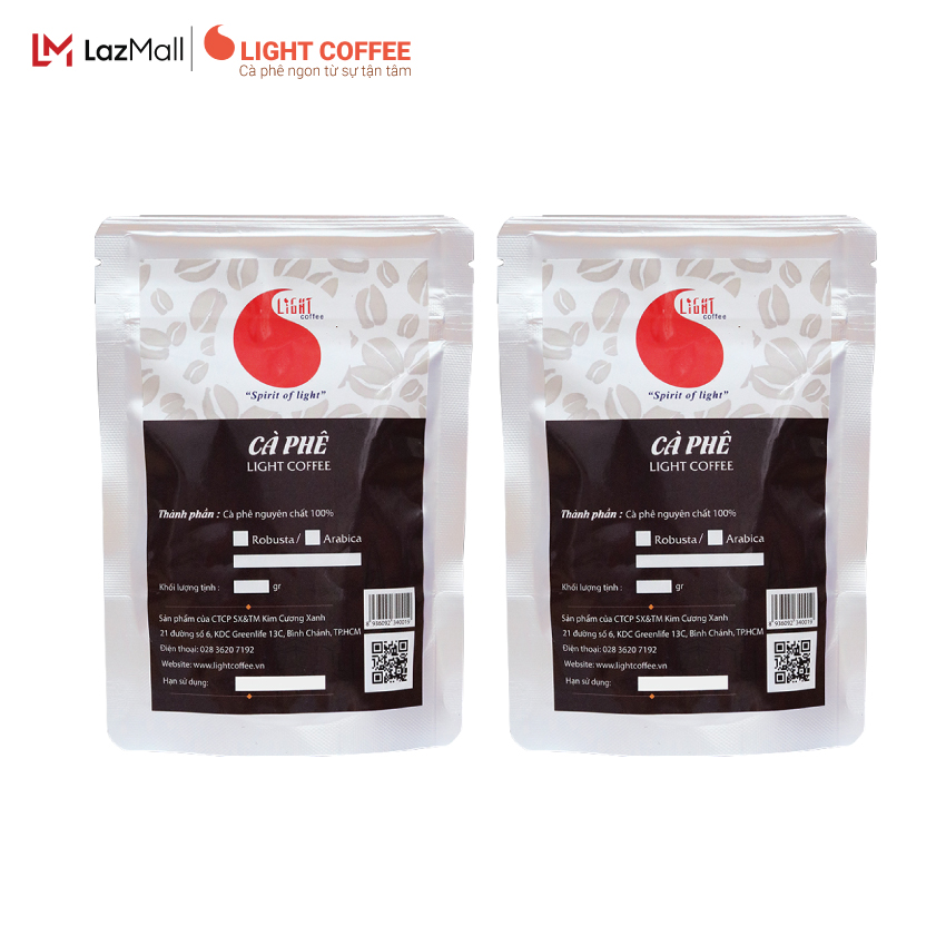 2 gói cà phê đen nguyên chất hòa tan - Light Coffee - 50gr gói