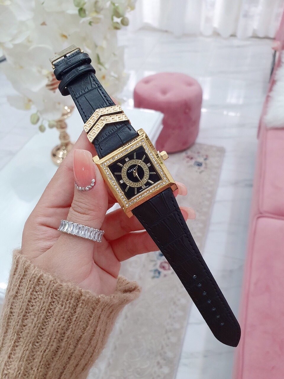 Đồng hồ nữ ver.sace dây da cao cấp - bảo hành 12 tháng