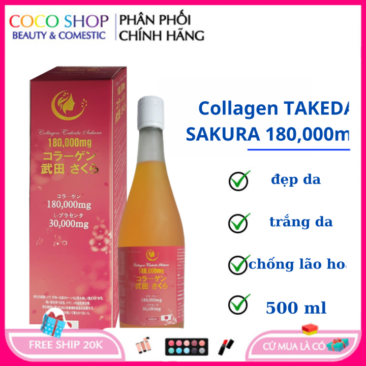 Nước uống trắng da collagen takeda sakura 180,000mg – chai 500ml