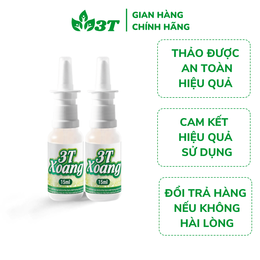 2 Chai Xịt Mũi 3T Xoang Cho Người Viêm Mũi Dị Ứng, Viêm Xoang (2 lọ x 15ml)