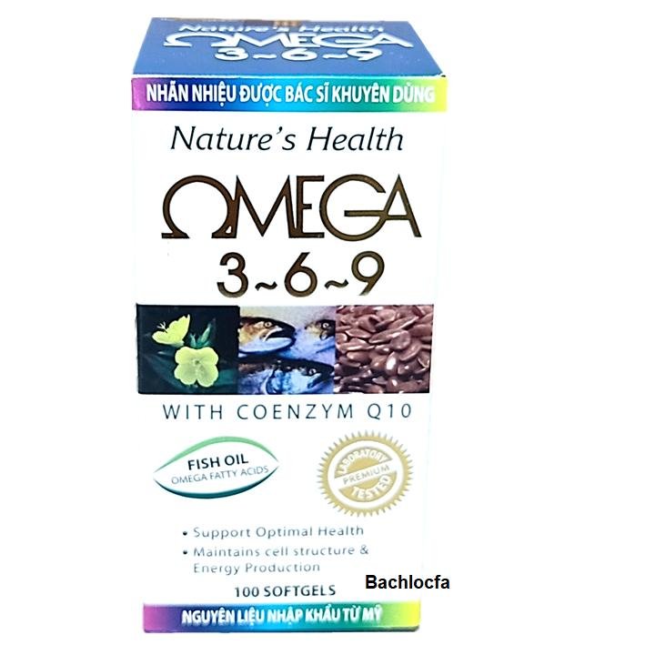 [Hộp 100 Viên] Viên Dầu Cá Omega 369 Nature Health Bổ Não, Sáng Mắt, Khỏe Mạnh Tim Mạch, Tăng Cường Trí Nhớ - Hộp 100 Viên Thành Phần Dầu Cá 1000mg, EPA 180mg, DHA 120mg