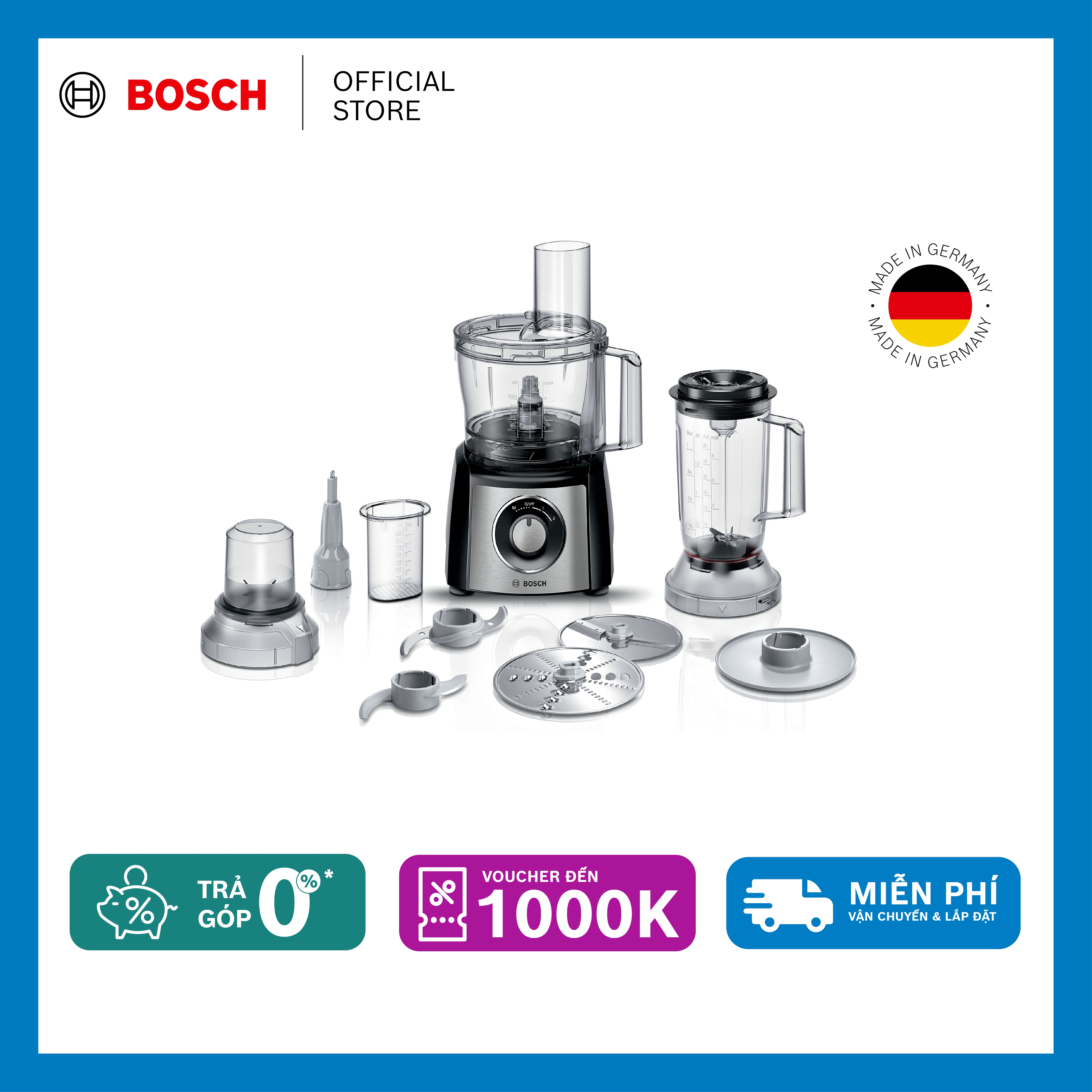 Máy xay đa năng Bosch MCM3501M 800W- Hàng chính hãng - Xay thực phẩm
