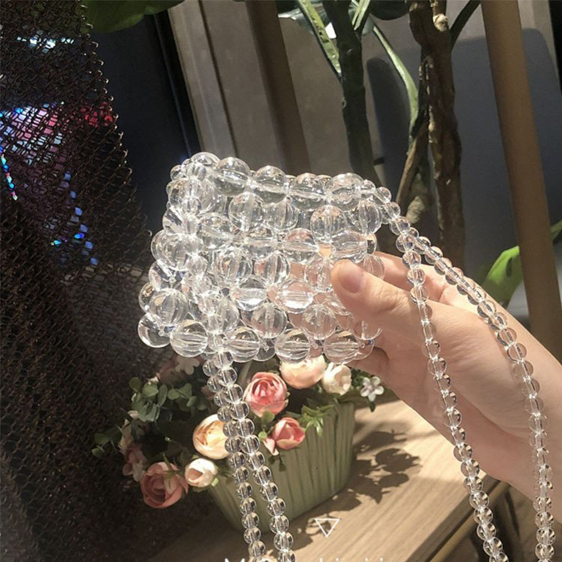Túi đeo chéo nữ mini đính ngọc trai phong cách Hàn Quốc
